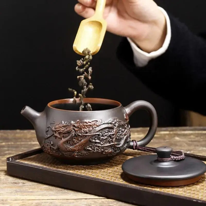 180ML CHINESE YIXING PURPLE CLAY TEA POT HAND-CARVED DRAGON PATTERN TEAPOT ZISHA FILTER TEAWARE CUSTOMIZED BEAUTY TEA INFUSER