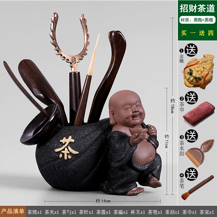 Heat Insulation Bamboo Tray, Tea Cup Pad, Tea Holder, Kungfu Accessories, Tea Ceremony, Six Gentlemen, Clip, Teaspoon