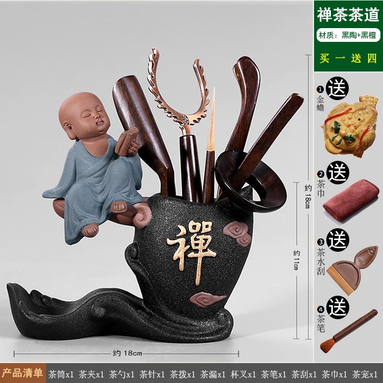 Heat Insulation Bamboo Tray, Tea Cup Pad, Tea Holder, Kungfu Accessories, Tea Ceremony, Six Gentlemen, Clip, Teaspoon