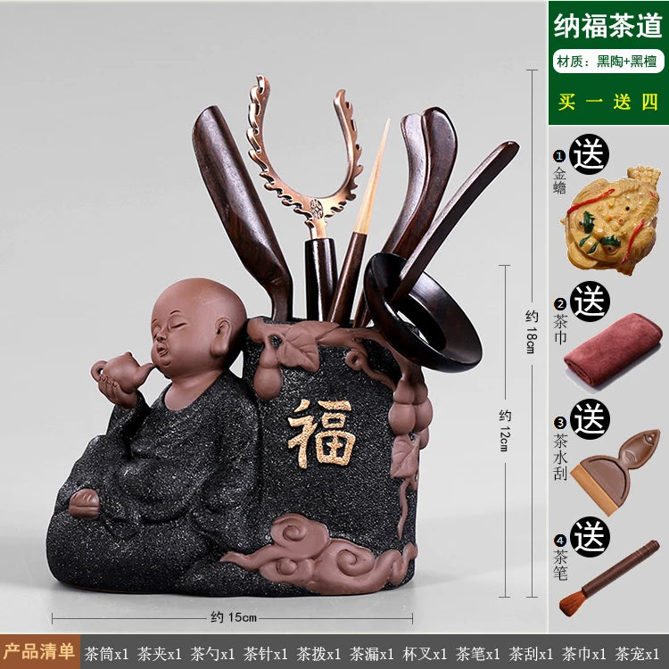 Heat Insulation Bamboo Tray, Tea Cup Pad, Tea Holder, Kungfu Accessories, Tea Ceremony, Six Gentlemen, Clip, Teaspoon