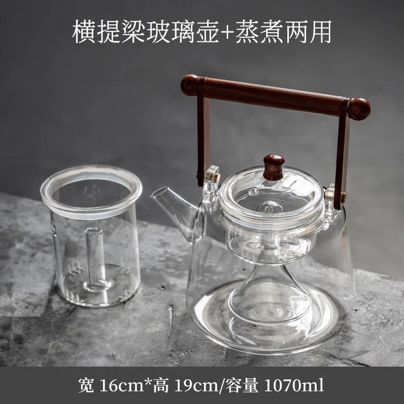 Heat-Resistant Glass Large Loop-Handled Teapot Teapot Tea Cooker Scented Tea Steam Teapot Kettle Black Tea Electric Ceramic St