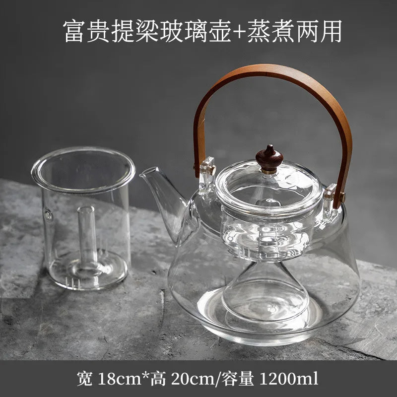 Heat-Resistant Glass Large Loop-Handled Teapot Teapot Tea Cooker Scented Tea Steam Teapot Kettle Black Tea Electric Ceramic St
