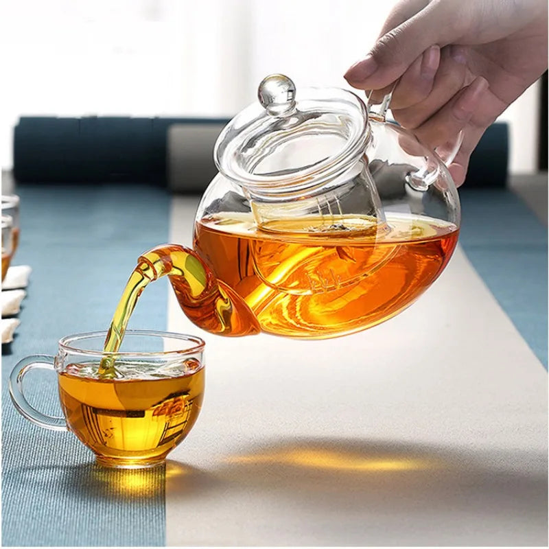 Heat Resistant Glass Teapot Clear Japaness Style Tea Pot with Infuser for Flower Chinese Puer Tea Portable Tea Kettle