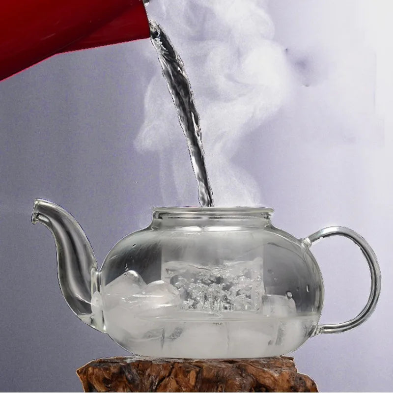 Heat Resistant Glass Teapot Clear Japaness Style Tea Pot with Infuser for Flower Chinese Puer Tea Portable Tea Kettle