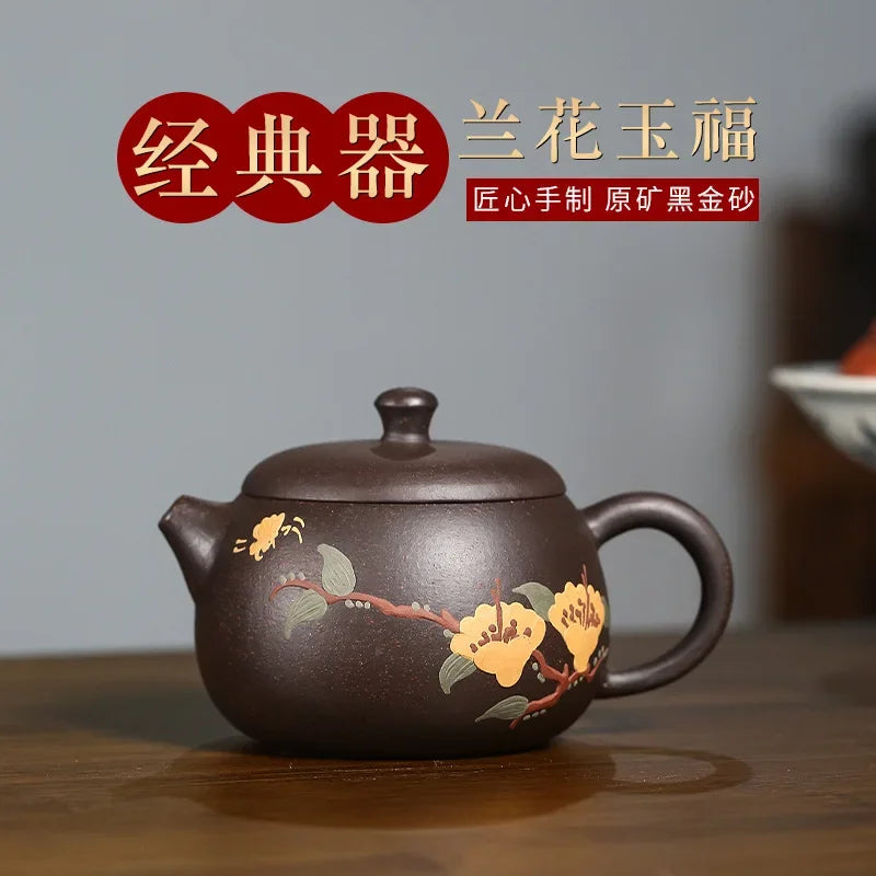 High Grade Purple Clay Teapot Yixing Zisha Teaware Tea Pot Set Elegant Chinese Handpainted Kung Fu Tea Pots 170ml Tea Kettle