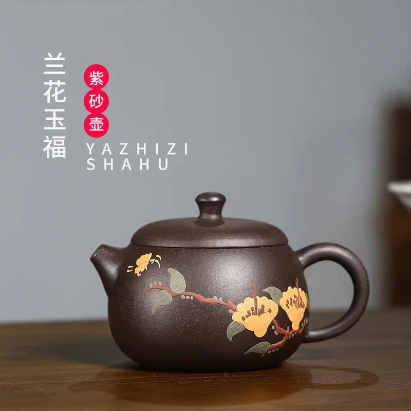 High Grade Purple Clay Teapot Yixing Zisha Teaware Tea Pot Set Elegant Chinese Handpainted Kung Fu Tea Pots 170ml Tea Kettle