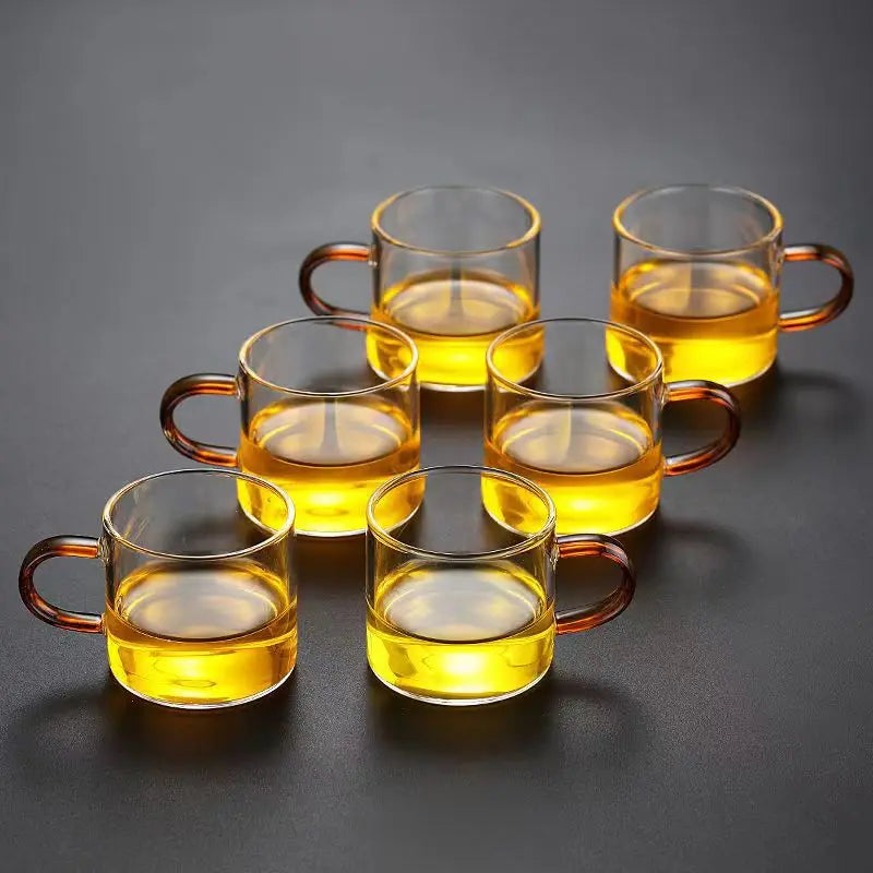 High Quality Heat-resistant Glass Tea Set Color Handle Tea Cup Flower Tea Pot Elegant Afternoon Tea Set Gaiwan Cups Mug Teapot
