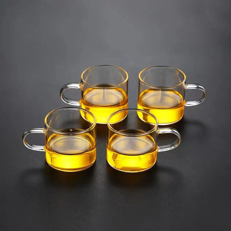 High Quality Heat-resistant Glass Tea Set Color Handle Tea Cup Flower Tea Pot Elegant Afternoon Tea Set Gaiwan Cups Mug Teapot