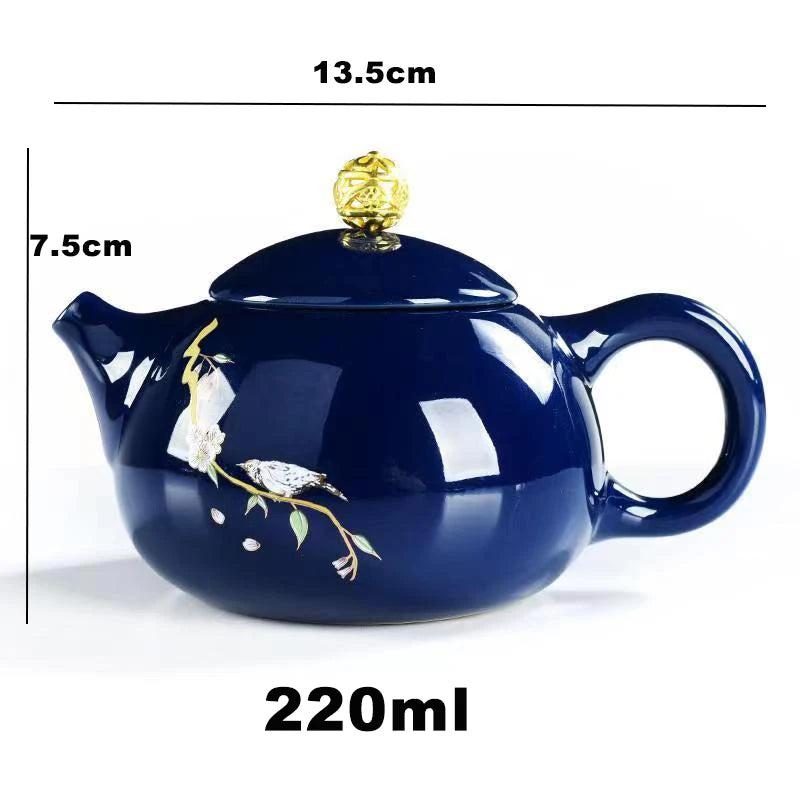 High Quality Noble Blue Porcelain Teapot Pot for Tea Kettle Chinese Tea Set and Coffee Teaware Teapots Puer Cup Mug Service Clay