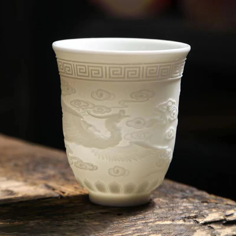High Quality White Bone China Tea Cup Goat Fat Jade Ceramic Tea Cup Teacup Cute Cups and Mugs Japanese Mug Jingdezhen Teacups