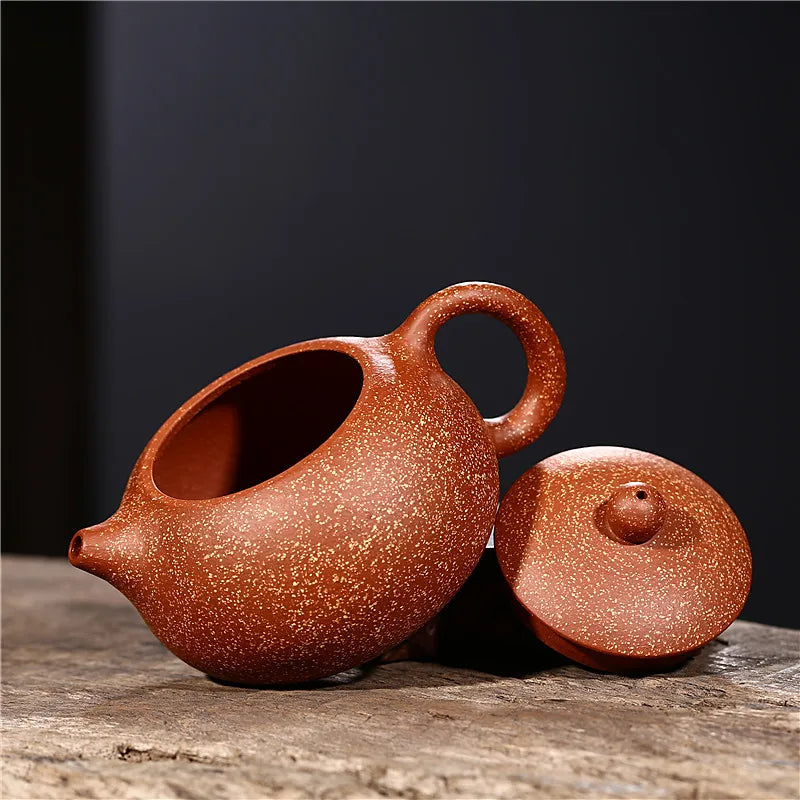 High-end Yixing Teapot 220ml Purple Clay Tea Kettle Famous Handmade Ball Hole Filter Xishi Tea Pot Raw Ore Kettle Zisha Tea Set