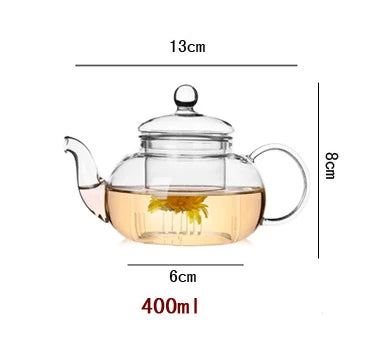 High quality Heat Resistant Glass Tea Pot,Practical Bottle Flower Tea Cup Glass Teapot with Infuser Tea Leaf Herbal Coffee
