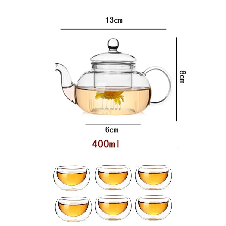 High quality Heat Resistant Glass Tea Pot,Practical Bottle Flower Tea Cup Glass Teapot with Infuser Tea Leaf Herbal Coffee