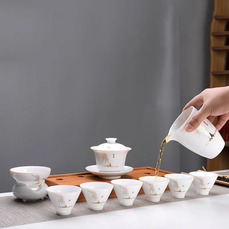 High-quality white porcelain Fair Cup teapot Hand Painted Tea Maker Kung Fu Tea cup Gongdao Mug Teaware 280ml