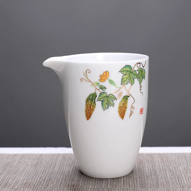 High-quality white porcelain Fair Cup teapot Hand Painted Tea Maker Kung Fu Tea cup Gongdao Mug Teaware 280ml