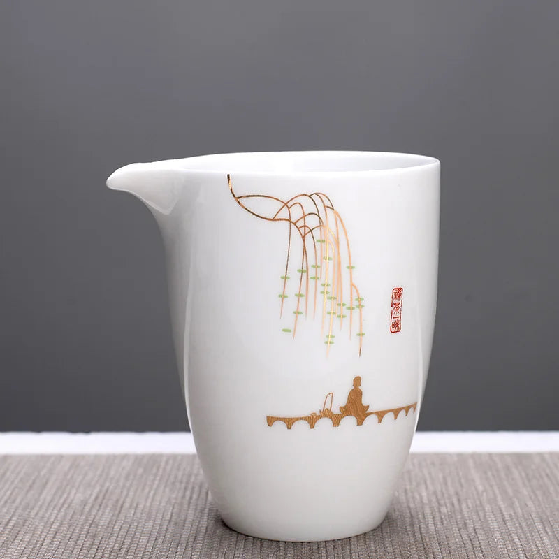High-quality white porcelain Fair Cup teapot Hand Painted Tea Maker Kung Fu Tea cup Gongdao Mug Teaware 280ml