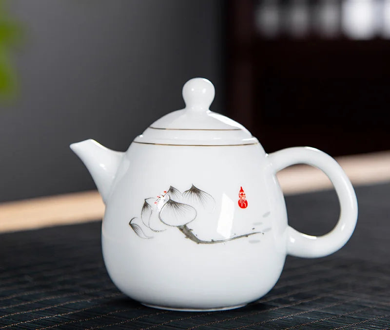 High quality white porcelain teapot Exquisite Enamel Color Teapot With Tea Strainer handmade ceramics Teaware Tea set