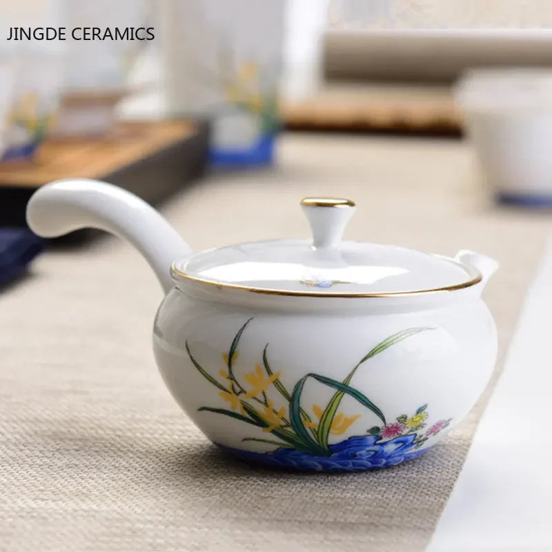 Household Ceramic Teapot Handmade Side Handle Kettle Chinese-style Porcelain Tea Set Customized Tea Infuser Teaware 170ml