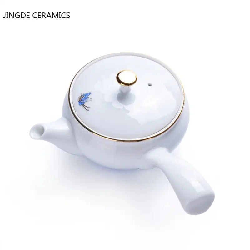 Household Ceramic Teapot Handmade Side Handle Kettle Chinese-style Porcelain Tea Set Customized Tea Infuser Teaware 170ml