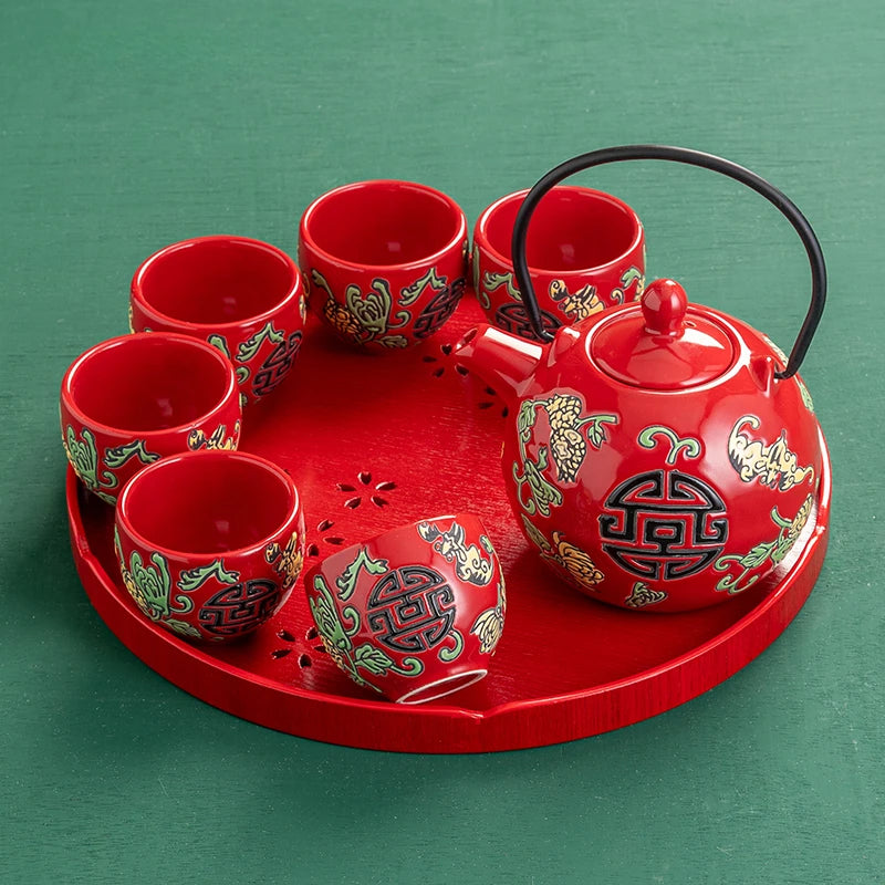 Household Ceramics Tea Pot Set Teacup Teapot Customized Tea Ceremony Supplies Boutique Handmade Tea Sets Wedding Gifts