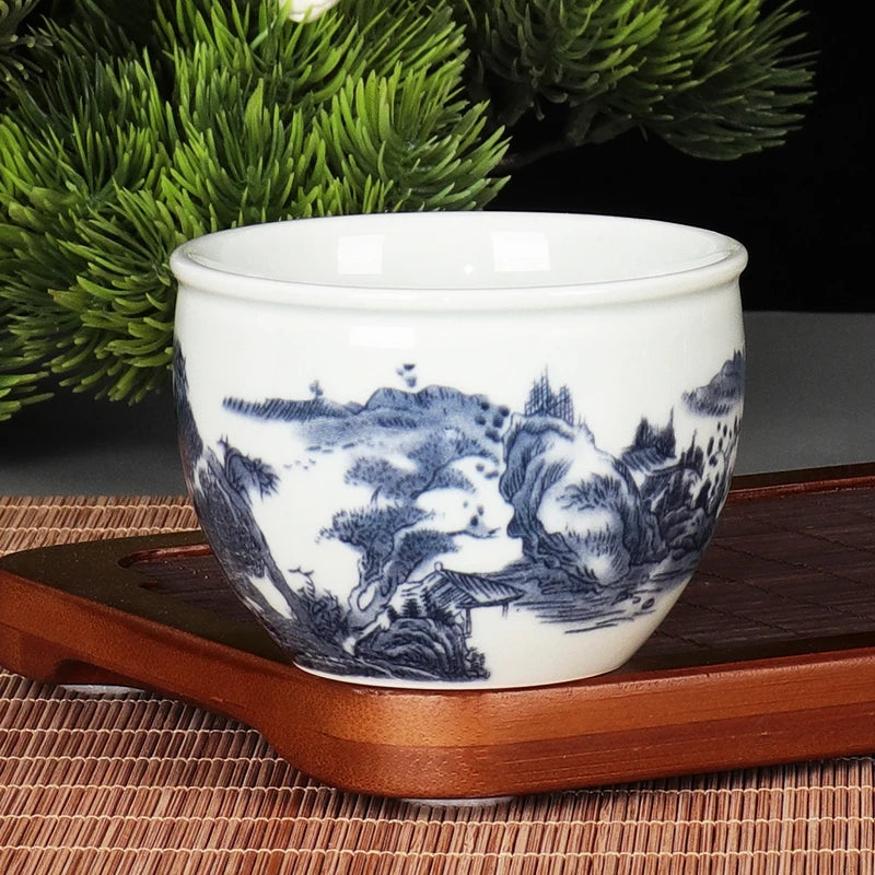 Household Kung Fu Teacups Jingdezhen Ceramic Teacup Traditional Chinese Painting Classic Style Sample Tea Cup Master Teaware