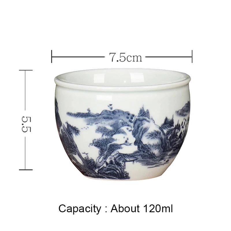 Household Kung Fu Teacups Jingdezhen Ceramic Teacup Traditional Chinese Painting Classic Style Sample Tea Cup Master Teaware