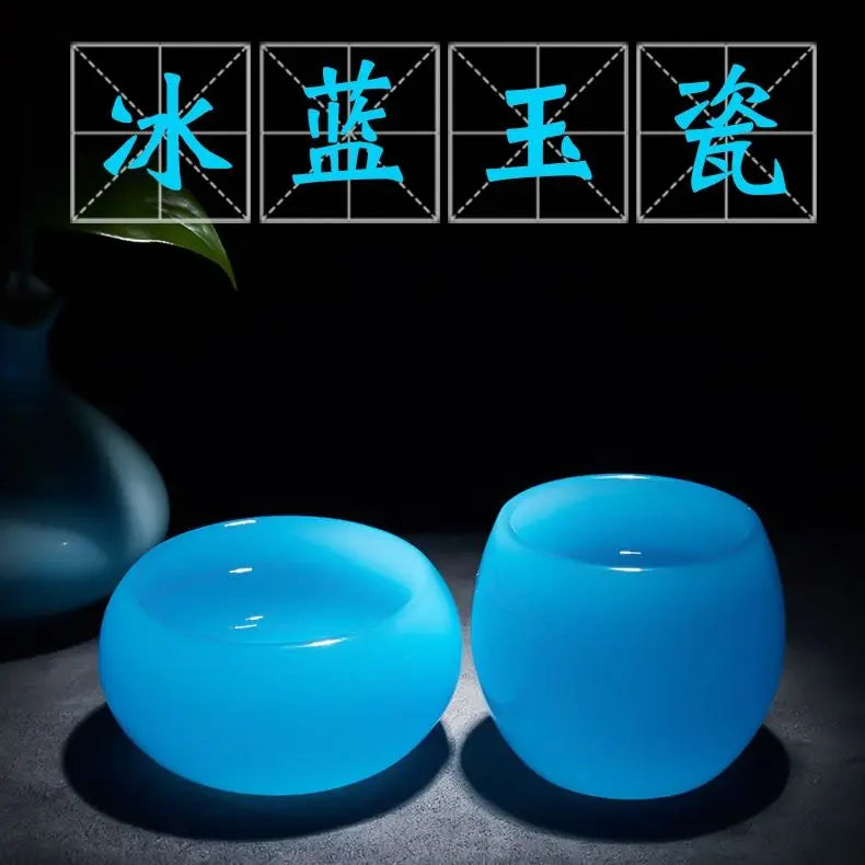Ice Blue Jade Porcelain Tea Cup Master Cup Tea Tureen Tea Maker Coloured Glaze Teacup Chinese Kung Fu Tea Set