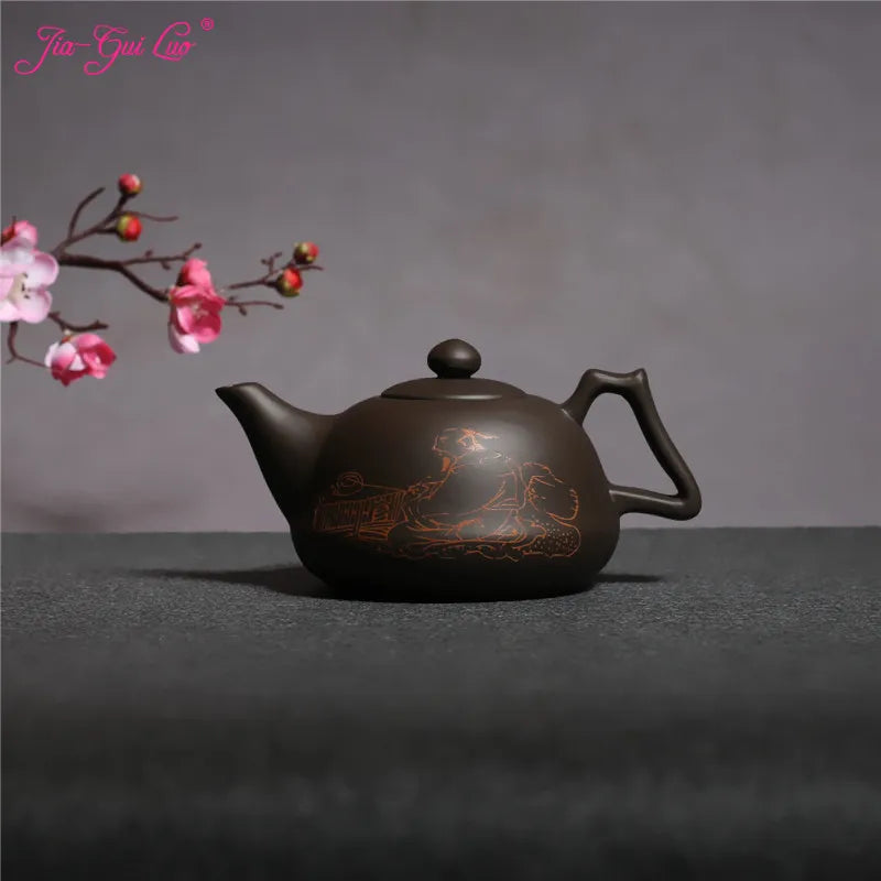JIA-GUI LUO Purple Clay Yixing Teapot, Traditional Chinese Tea Set, Portable Travel Tea Set, Oolong Tea, 600ml, H027