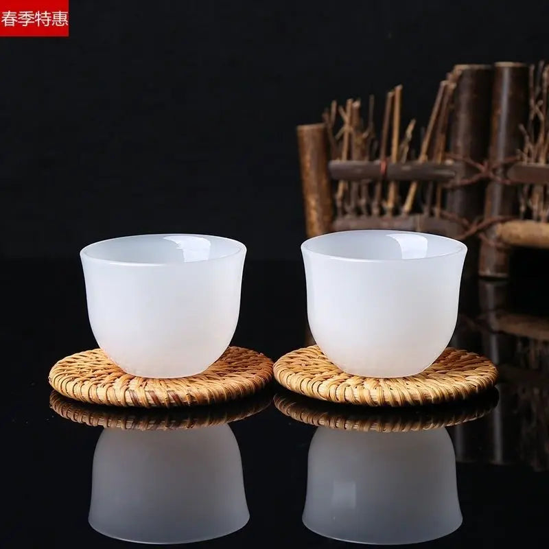 Jade Teacup Wine Glass Kung Fu Teacup Health Cup Water Cup Gift Cup Tea Set Tea Bowls  Chinese Style Porcelain