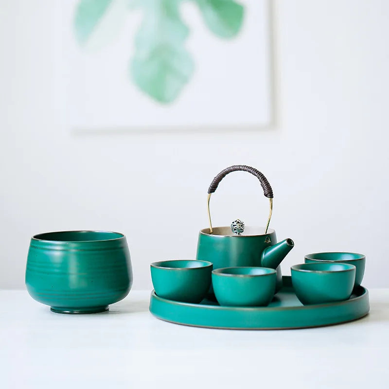 Japanese A Pot of Four Cups of Ti Liang Hu Kung Fu Tea Ceramic Teapot Tea Tray Set Tea Ceremony  Travel Tea Set  Kung Fu Tea Set