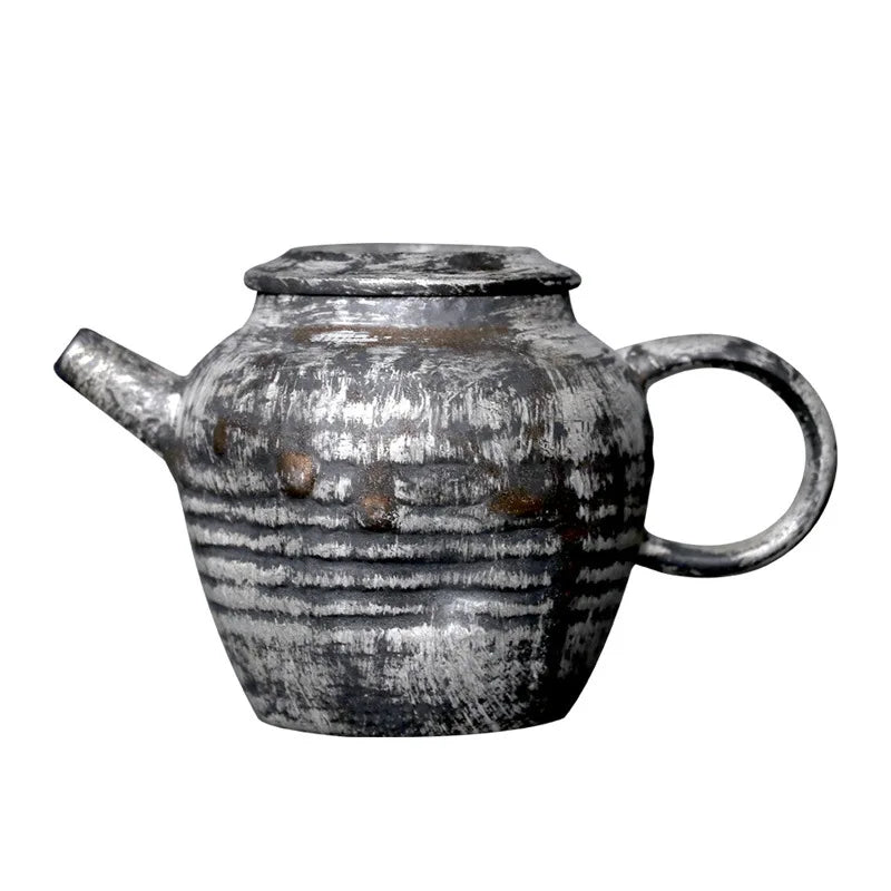 Japanese Antique Silver Gilded Teapot Course Ceramic Tea Set Tea Making Device Creative Kung Fu Teapot Household Ball Hole Sin