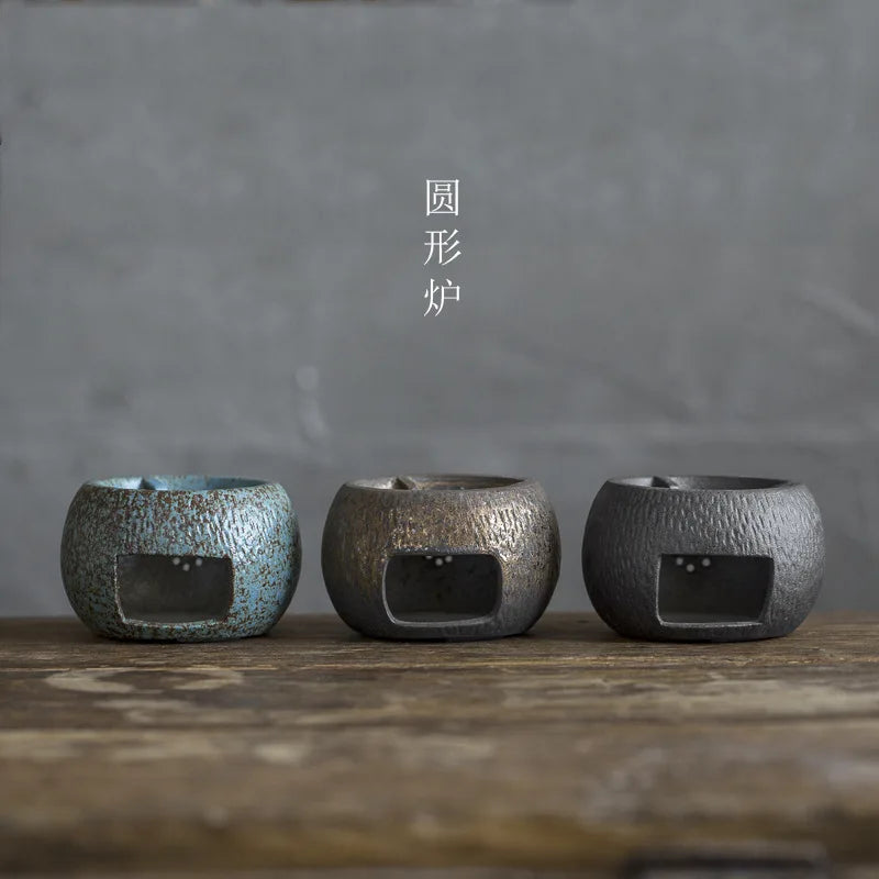 Japanese Retro Warm Tea Stove Ceramic Tea Warmer Candle Alcohol Lamp Teapot Heating Furnace Tea Utensils Tea Kettle Pots