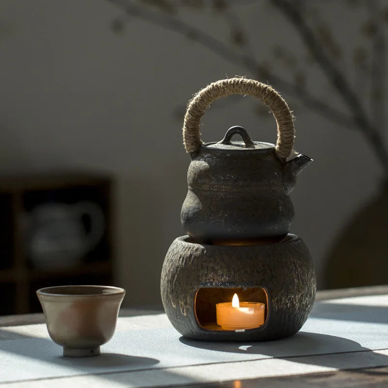 Japanese Retro Warm Tea Stove Ceramic Tea Warmer Candle Alcohol Lamp Teapot Heating Furnace Tea Utensils Tea Kettle Pots