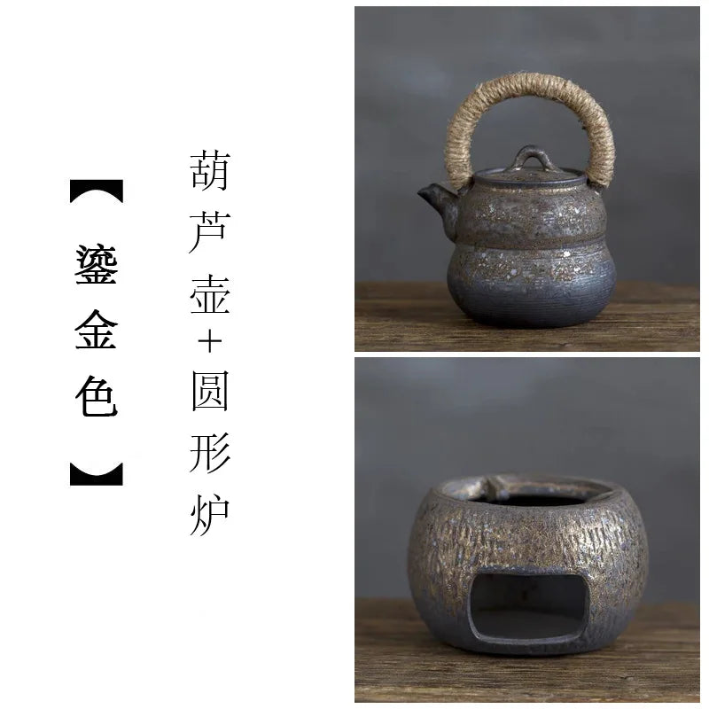 Japanese Retro Warm Tea Stove Ceramic Tea Warmer Candle Alcohol Lamp Teapot Heating Furnace Tea Utensils Tea Kettle Pots