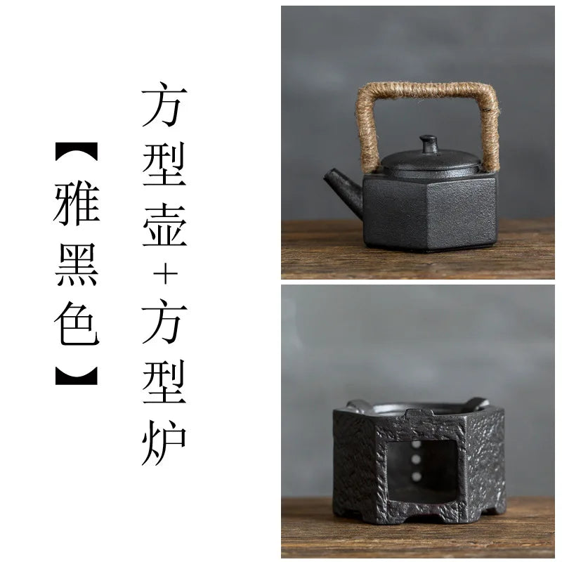 Japanese Retro Warm Tea Stove Ceramic Tea Warmer Candle Alcohol Lamp Teapot Heating Furnace Tea Utensils Tea Kettle Pots