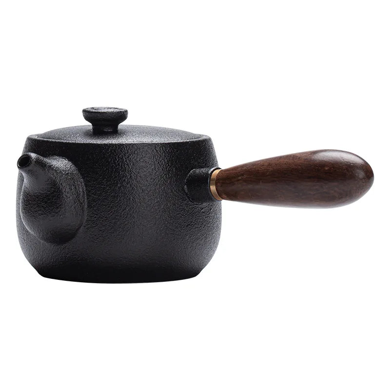 Japanese Style Rough Pottery Side Handle Teapot Large Capacity Portable Tea Pot with Handle Handmade Teaware Kung Fu Tea Sets