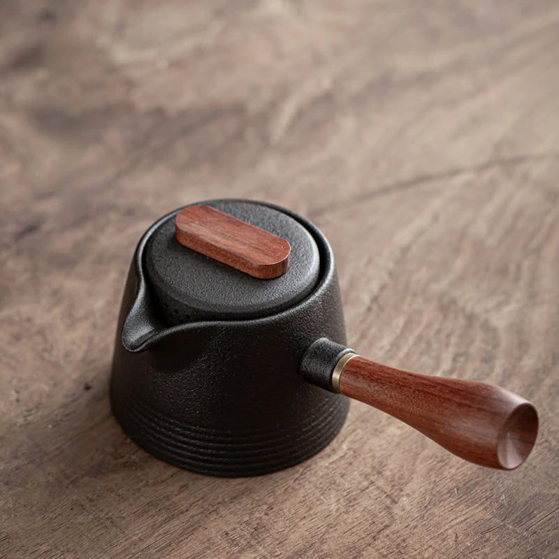 Japanese Style Rough Pottery Side Handle Teapot Large Capacity Portable Tea Pot with Handle Handmade Teaware Kung Fu Tea Sets