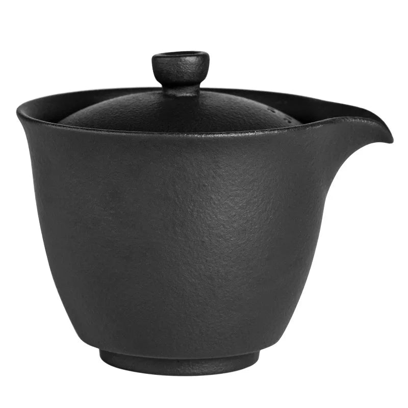Japanese-style Black Pottery Teapot Vintage Ceramic Side Handle Teapot Antique Burn Kettle Tea Infuser Kung Fu Tea Set Gifts