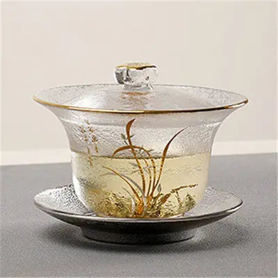 Japaness Glass Transparent Gaiwan Tea Cup Gongfu Tea Set Sancai Tea Bowl Heat-resistant Cover Bowl Tea Cup Teaware