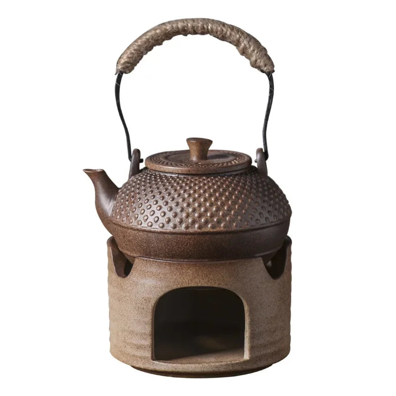 Japaness Retro Pottery Teapot with Charcoal Stove Tea Brewing Pot Single Kung Fu Teaware Tea Pots Tea Making Device