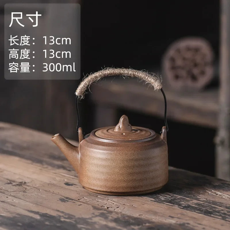 Japaness Retro Pottery Teapot with Charcoal Stove Tea Brewing Pot Single Kung Fu Teaware Tea Pots Tea Making Device