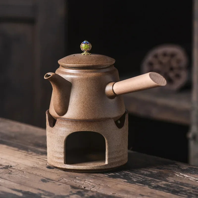 Japaness Retro Pottery Teapot with Charcoal Stove Tea Brewing Pot Single Kung Fu Teaware Tea Pots Tea Making Device