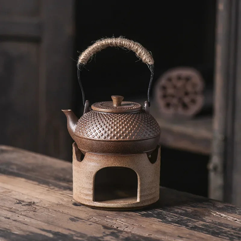 Japaness Retro Pottery Teapot with Charcoal Stove Tea Brewing Pot Single Kung Fu Teaware Tea Pots Tea Making Device