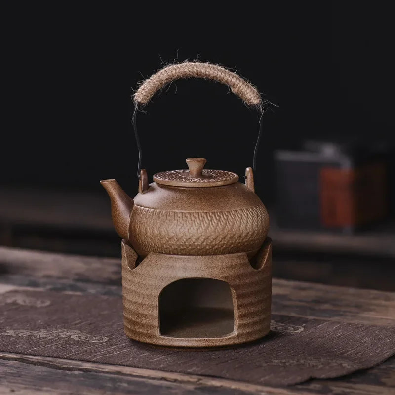 Japaness Retro Pottery Teapot with Charcoal Stove Tea Brewing Pot Single Kung Fu Teaware Tea Pots Tea Making Device