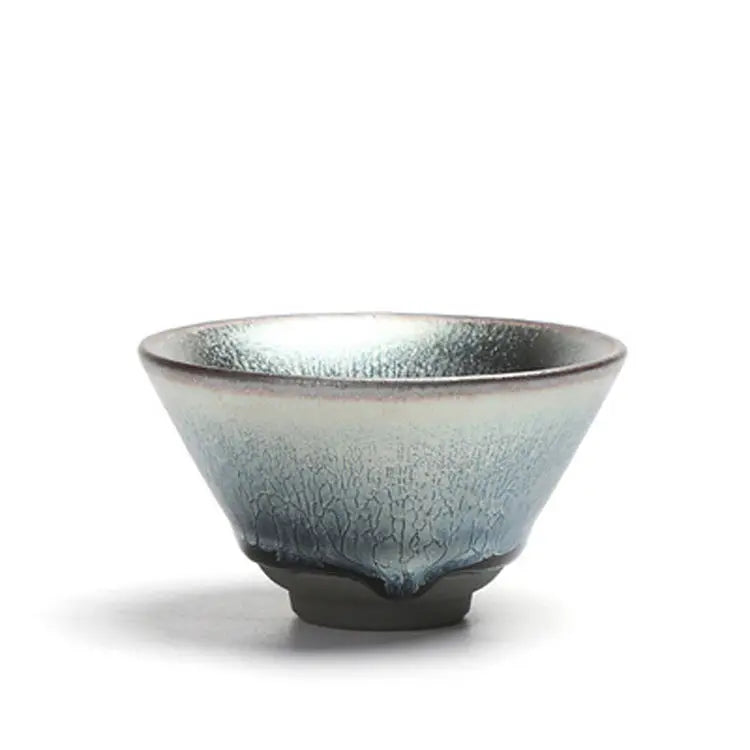 Jianzhan Ceramic Tea Cup Tenmoku Glazed Gilt Gold Inlaid Silver Dragon Teacup Pigmented Kung Fu Tea Bowl Pigmented Tea Set