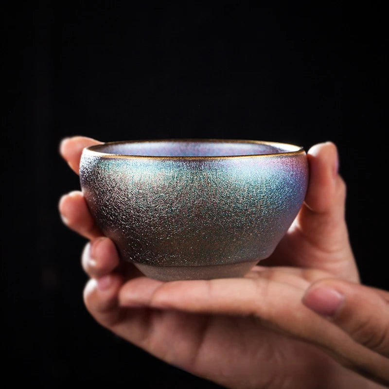 Jianzhan Gilt Tea Cup Kung Fu Tea Set Ceramic Tea Cup Hand-painted Silver Teacup Master Cup Tea Bowl Chinese Wedding Tea Set