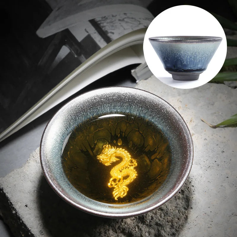 Jianzhan Tea Cup Tianmu Glaze Inlaid Silver Tea Bowl Kung Fu Tea Set Kiln Ceramic Tea Cup Chinese Tea Set Exquisite Teacup Gift