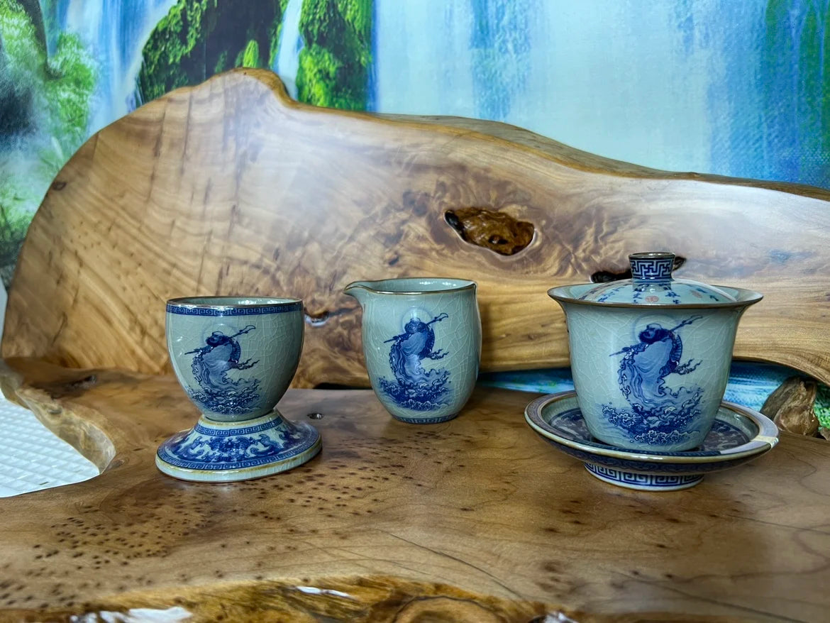 Jing De Zhen Antique Clay Dharma Gaiwan Opening Pottery Tea Cup Set Teaware Bowl For Tea Ceremony Coffee Mugs River Teacup Zen