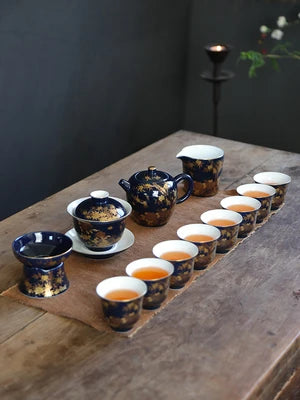 Jingdezhen Ceramic Tea Sets Indigo Glaze Teapot High Grade Household Teacups Kung Fu Green Tea Oolong Pu-erh Teaware Gift Box