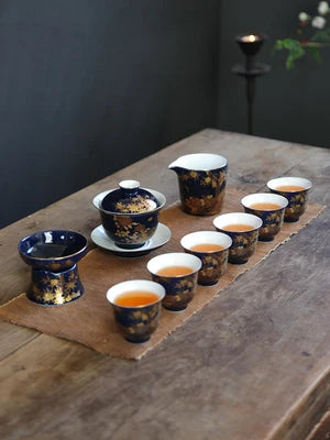 Jingdezhen Ceramic Tea Sets Indigo Glaze Teapot High Grade Household Teacups Kung Fu Green Tea Oolong Pu-erh Teaware Gift Box